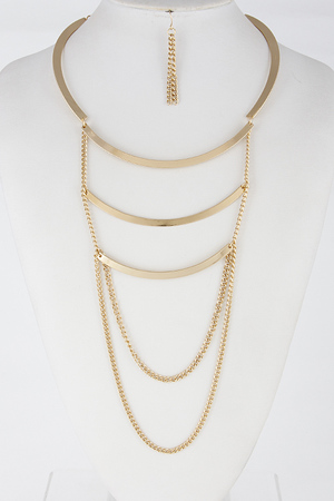 Simple Solid Drop Chain Necklace Set 6FCA3